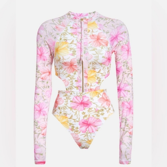 NWT LoveShackFancy x Hurley Hibiscus Long Sleeve Surf Suit - Picture 3 of 13